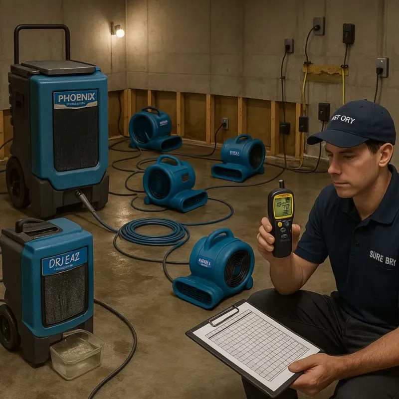 Structural Drying and Dehumidification process in Redondo Beach, CA